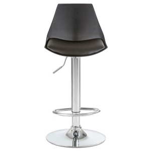Барный стул АМАЛЬФИ, хром сталь, пластик, кожзам черный