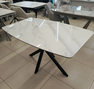 Стол АРИЗОНА 130 цвет БЕЛЫЙ МРАМОР АКТИВНЫЙ, керамика / Черный каркас