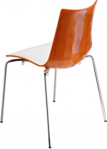 Стул пластиковый Zebra Bicolore 4 legs хром, белый, оранжевый