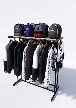 Рейл для одежды FORTE-NERO 1,4 м двухсторонний с полкой