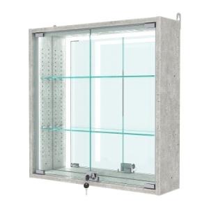 Витрина настенная с регулировочными полками №1-2А-РЕГ-П с зеркалом, Метрополитан Грей