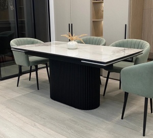 Стол АРИЯ 160 PANDORA LIGHT, керамика / Черный каркас