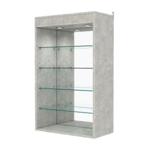 Витрина настенная №2-4ГГ с зеркалом и с подсветкой, Метрополитан Грей