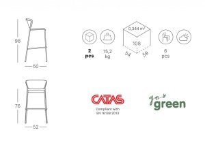 Стул пластиковый барный Lisa Technopolymer Go Green антрацит