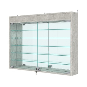 Витрина настенная №3-8А с зеркалом и с подсветкой, Метрополитан Грей