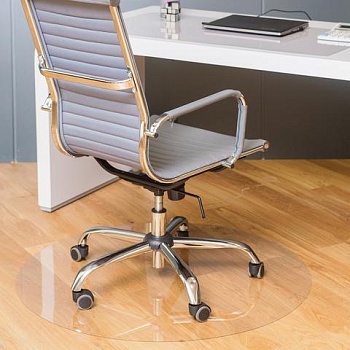 Коврик защитный для напольных покрытий BRABIX, поликарбонат, диаметр 100 см, глянец, толщина 1 мм, 604849