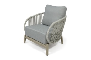 "Прато" кресло из искусственного ротанга, цвет светло-серый, каркас под дерево (холодно-бежевый)цвет светло-серый