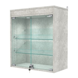 Витрина настенная с регулировочными полками №1-3АКГ-РЕГ с подсветкой, Метрополитан Грей