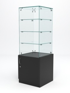 Витрина стеклянная "ИСТРА" островная №226 (без дверки, фасад - стекло), Черный
