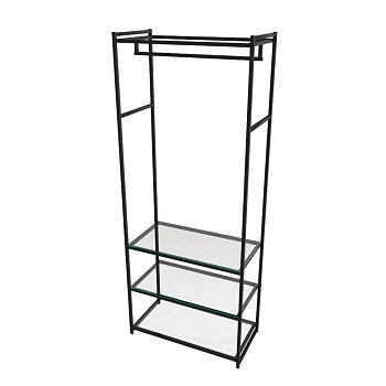 Стеллаж для одежды AС2290-11-Ч со стеклом 220х90х45