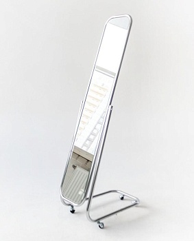 5МS-03K(хром) Зеркало напольное с изм. угла на колёсах 350х500х1600Н, зерк. полотно 1400х250мм