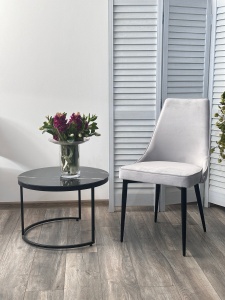 Стул НЕПАЛ (NEPAL-P) СВЕТЛО-СЕРЫЙ BM-4, велюр/ черный каркас