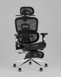 Кресло офисное TopChairs Stich с оттоманкой, черный