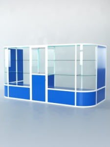 Павильон торговый из профиля пристенный №12б, Делфт голубой U525 ST9 + Белый