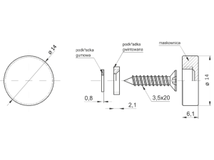 Зеркалодержатель d14мм с шурупом металл, хром, комплект 4 шт.