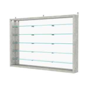 Витрина настенная с регулировочными полками №3-8ГУ-РЕГ с зеркалом и с подсветкой, Метрополитан Грей