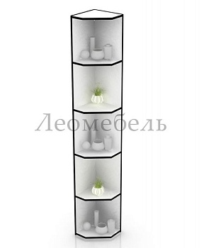 Ст-14 Стеллаж угловой наружный цвет Белый с черной кромкой