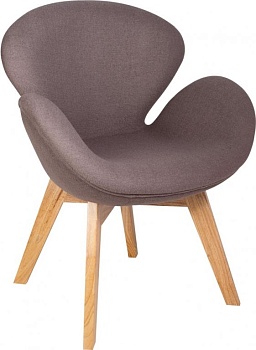 Кресло с обивкой Swan Wood Legs (Arne Jacobsen) A062 натуральный, серый