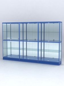 Витрина "АЛПРО" №4-3м-400-3 (задняя стенка - зеркало), Синий