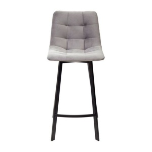 Полубарный стул Chilli, светло-серый велюр/ черный каркас