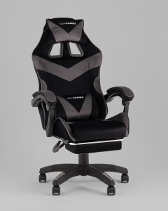 Кресло спортивное TopChairs MG-7019 велюр черно-серый