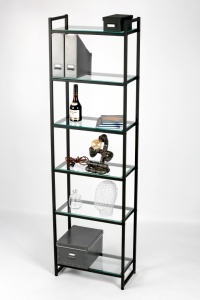 Стеллаж лофт ПС-2006Ч со стеклянными полками