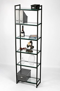 Стеллаж лофт ПС-2006Ч со стеклянными полками