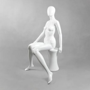 FA-6 Манекен женский сидячий с тумбой глянцевый без лица