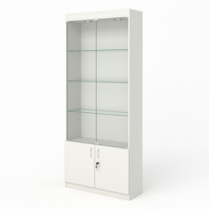 Витрина №300-1 (с дверками, задняя стенка - ДВП), Белый