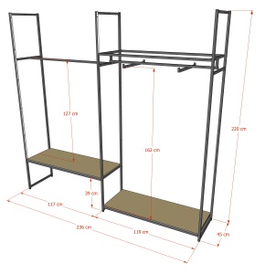 Стеллаж Лофт для одежды КД-2201 комбинированный