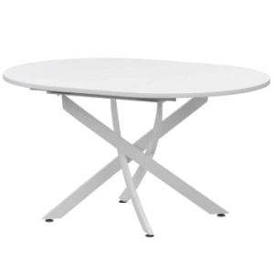 Стол раздвижной Геометрия Обеденные столы в пластике Геометрия 900+300 (Н-3784) Супер Белый/Белый муар