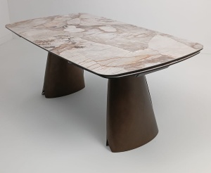 Стол ИМБЕРТ (IMBERT) 180 цвет ПАТАГОНИЯ (GLOSS PATAGONIA), керамика / МЕДНЫЙ БРАШИРОВАННЫЙ, ®DISAUR