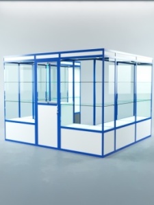 Павильон торговый из профиля пристенный №5а, Белый + Делфт голубой U525 ST9