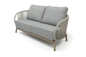 "Прато" диван двухместный из искусственного ротанга, цвет светло-серый, каркас под дерево (холодно-бежевый)цвет светло-серый