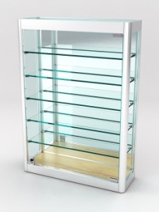 Витрина из профиля настенная "ВАЙБ ИКС" №2-5П-З-170 (задняя стенка Зеркало), Дуб Золотистый