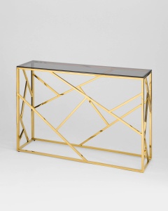 Консоль АРТ ДЕКО 115*30 золото стекло smoke