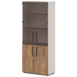 Шкаф для документов высокий широкий T-644 Лавана - Lavana цвет Таксония медовая и Бежевый песок