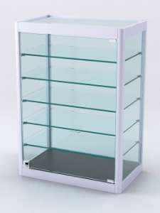 Витрина из профиля настольная "ВАЙБ" №2-5П-С-300 (задняя стенка Cтекло), Черный