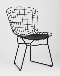 Стул обеденный Bertoia черный с черной подушкой 4 шт