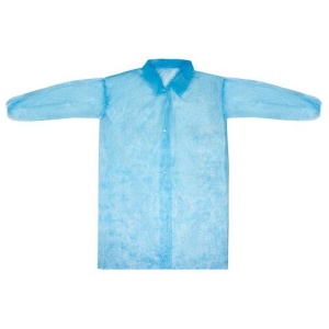 Халат одноразовый голубой на кнопках КОМПЛЕКТ 10 шт, XXL 110 см резинка, 25 г/м2, СНА