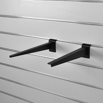 A*226  Кронштейн для полки ДСП или стекло, длина 300мм (левый + правый) черный