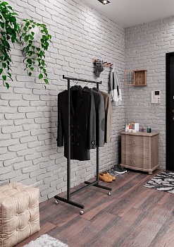 Вешалка напольная COMPATTO-G-NERO на усиленных колесах с регулировкой высоты, черная