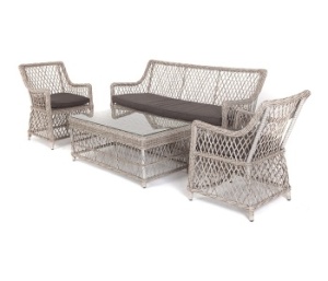 "Асти" лаунж-зона из искусственного ротанга на 4 персоны, цвет бежевыйцвет Бежевый