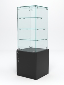 Витрина стеклянная "ИСТРА" островная №326 (с дверкой, фасад -стекло), Черный