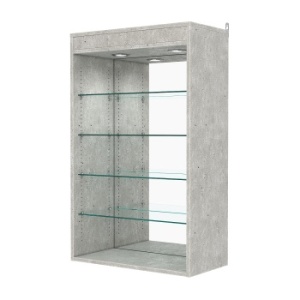 Витрина настенная с регулировочными полками №2-4ГГ-РЕГ с зеркалом и с подсветкой, Метрополитан Грей