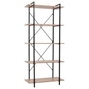 Стеллаж BRABIX "SMART SH-004", 790х360х1950 мм, ЛОФТ, 5 полок, металл/ЛДСП бунратти, каркас черный, 641944