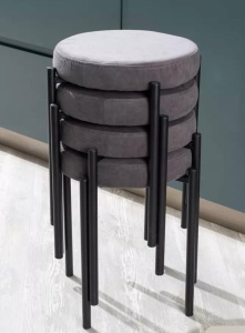 Табурет СТЭК штабилируемый цвет B28 Темно-серый, велюр / черный каркас