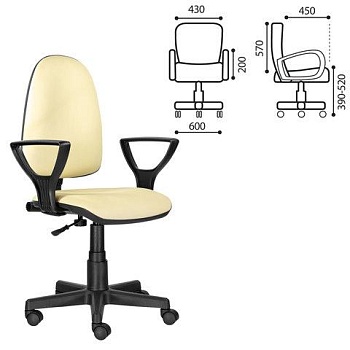 Кресло BRABIX Prestige Ergo MG-311, регулируемая эргономичная спинка, кожзам, бежевое, 531878