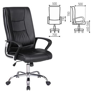 Кресло офисное BRABIX "Forward EX-570", хром, экокожа, черное, 531837