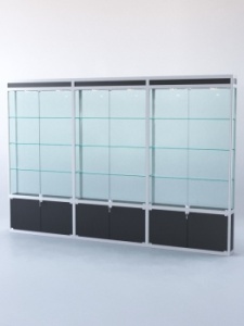 Витрина "ПРЯМОУГОЛЬНАЯ" №1-3м-200-2 (задняя стенка - стекло), Черный